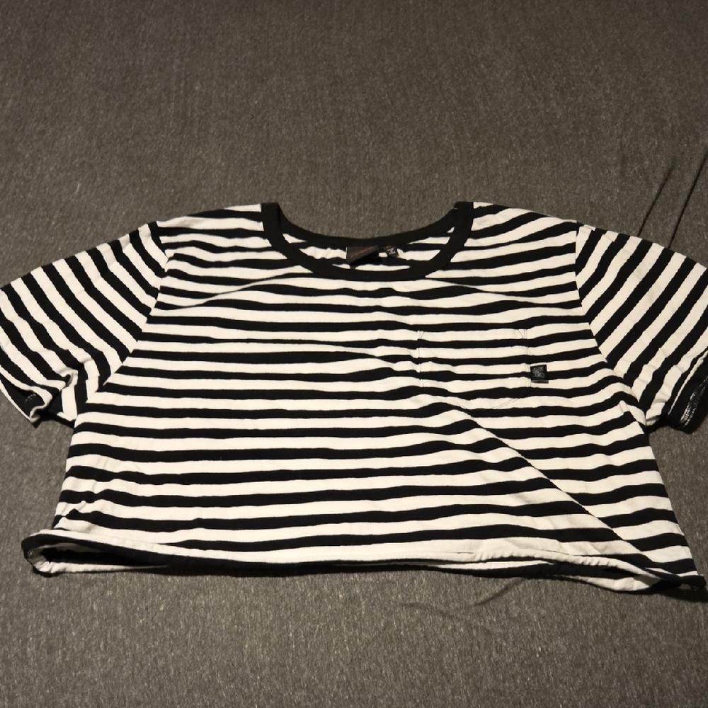 Black and White Striped Tommy Tee